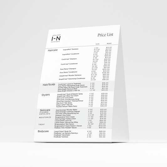 Salon Price List Easel 5x7